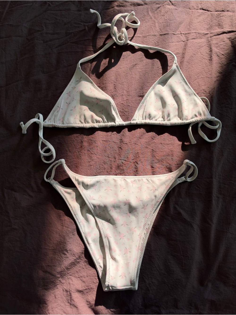 Joah Brown Triangle Bikini Set in Antique Floral